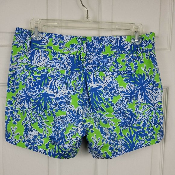Lilly Pulitzer Size 2 Callahan Shorts Green White Blue Coral Print - Picture 7 of 7